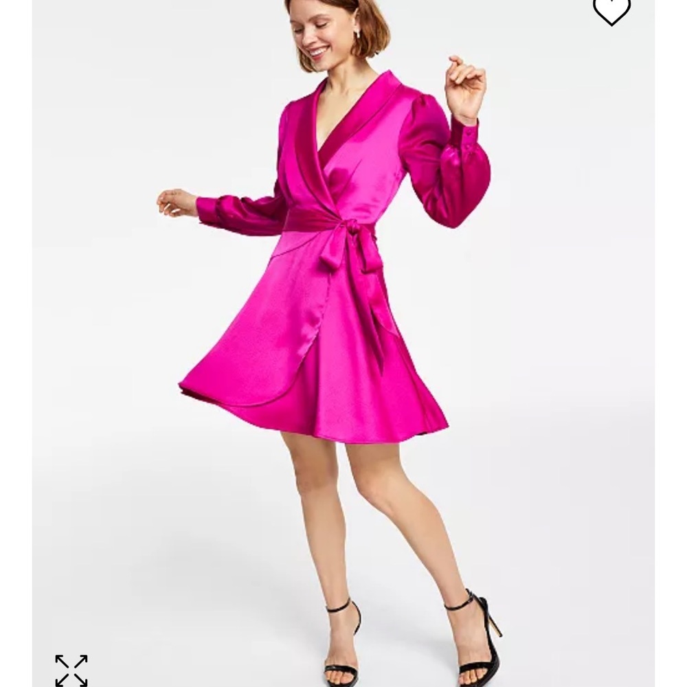 Women's Satin Shawl-Collar Fit & Flare Dress